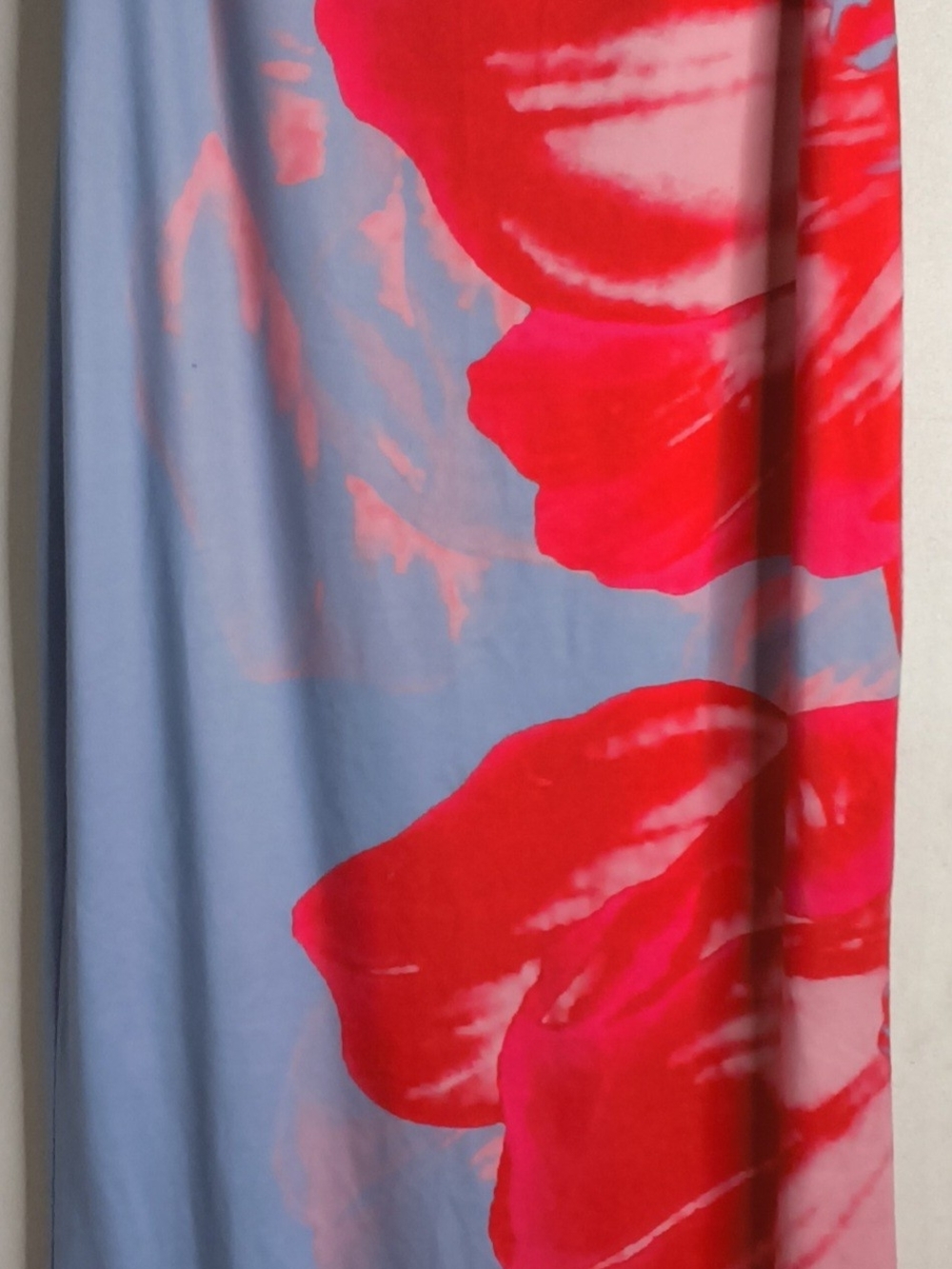 SHEIN Blue Swim Cover-Up with Pink and Red Floral Print